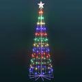 Skcoipsra 6' LED Animated Outdoor Christmas Tree, Multicolor Lightshow Lighted Cone Wire Tree with Topper