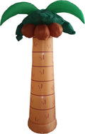 8 Foot Tall Jumbo Summer Party Inflatable Palm Tree with Coconuts / Pre-Lit LED Lights, Outdoor Indoor, Lawn