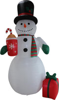 12 FT Giant Lighted Christmas Inflatable Snowman Scarf Hot Cocoa Gift Box / Outdoor Indoor Holiday Decoration