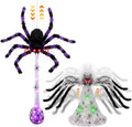 Soulchen 2 Pack Halloween Animatronic Jumping Dropping Spiders with LED Egg / Sound & Moves Activated