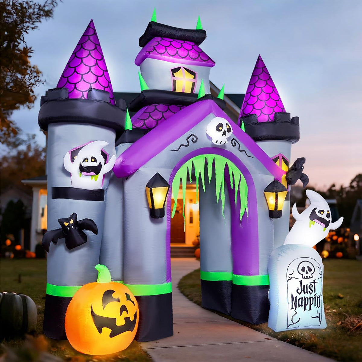 ZPISF Halloween Inflatables 12 FT Haunted House Castle Archway Outdoor Decorations, Large Halloween Arch Blow