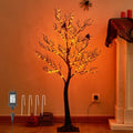 LITBLOOM Halloween Tree with Lights Plug in 4FT 150 Orange Fairy Lights, Lighted Black Spooky Tree for Indoor Outdoor Home...