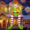 OurWarm 10FT Christmas Inflatable Outdoor Decoration, Giant Sitting Elf Inflatable Christmas Decorations