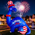 8FT Patriotic Dinosaur Inflatable 4th of July Brachiosaurus Built-in Lights / Top Hat Bow Tie & Heart