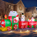 12ft Christmas Inflatables Train with Santa Claus, Christmas Blow Up Yard Decorations with Built-in LED,