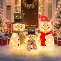 GENIMO 3-Piece 2D Snowman Outdoor Christmas Decorations,70 LED Lights,30 in / Lighted Snowman Family with