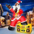 fotako 6FT Christmas Inflatables Decoration Outdoor Black Santa Claus Hip-pop Rapper Christmas Blow Up Yard
