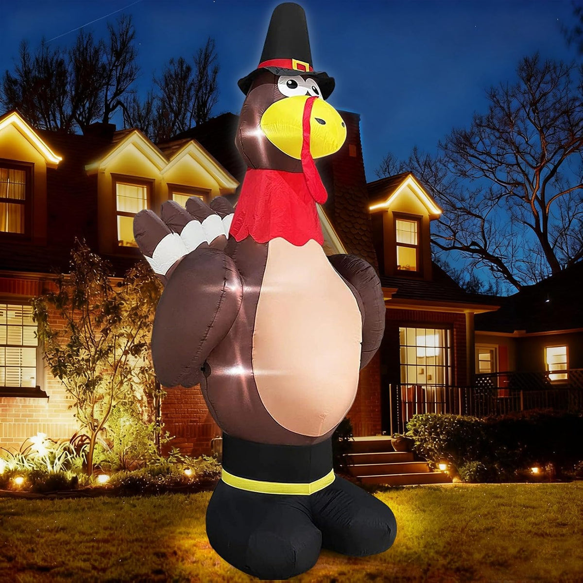 12 Foot Giant Turkey Inflatables Fall Thanksgiving Decoration Outdoor / Blow-up Turkey with LED Lights 8