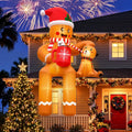 AerWo 16 FT Giant Christmas Inflatables Gingerbread Christmas Decorations / Sitting Gingerbread Inflatable