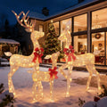 3-Piece Lighted Christmas Deer Family - HOLILITE 4.5ft 3D Pre-Lit Reindeer Outdoor Decorations with 210 LED Lights, Yard/G...