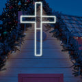 Rossesay 72 Inch White LED Cross Sign Lighted Christian Outdoor Waterproof / Extra Large Wall Decor for Home