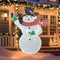 VCUTEKA Christmas Outdoor Decorations - 5.3FT Christmas Glittering Snowman with Red Scarf and Black Hat LED
